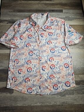 Texas Rangers MLB Baseball Tropical Hawaiian Short Sleeve Button Front Men's XL